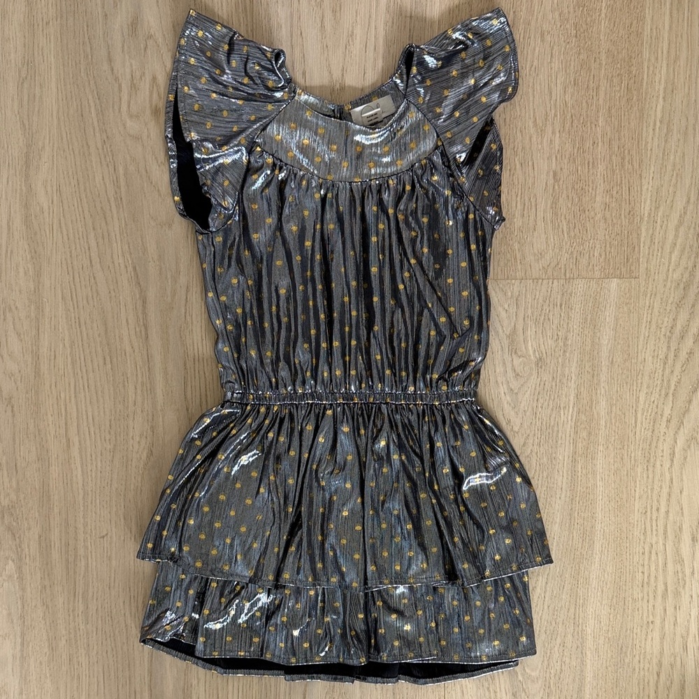 Peek Metallic Silver and Gold Polka Dot Dress